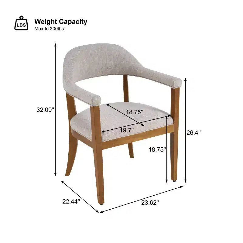 Modern Rubberwood Upholstered Dining Chairs with Armrests (Set of 4)
