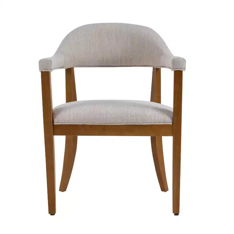 Modern Rubberwood Upholstered Dining Chairs with Armrests (Set of 4)