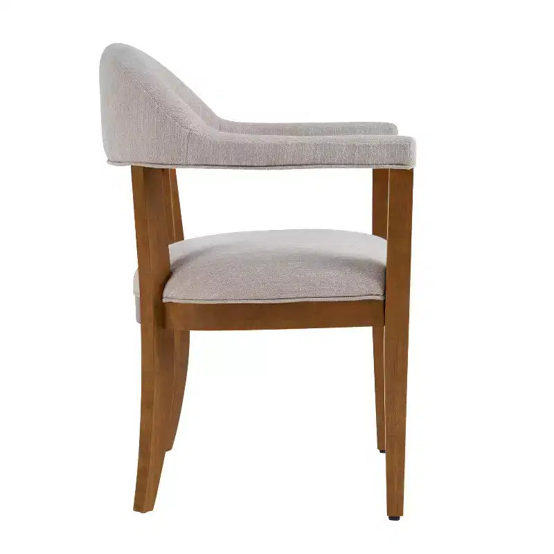 Modern Rubberwood Upholstered Dining Chairs with Armrests (Set of 4)