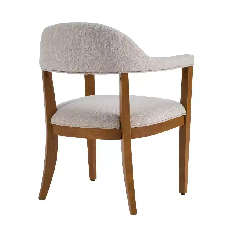 Modern Rubberwood Upholstered Dining Chairs with Armrests (Set of 4)
