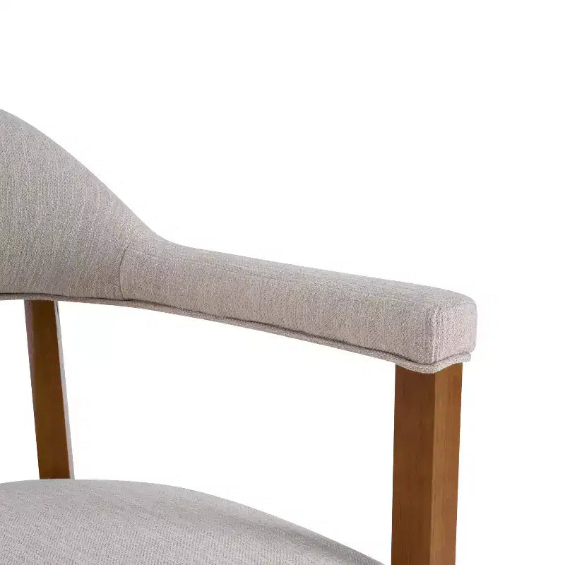 Modern Rubberwood Upholstered Dining Chairs with Armrests (Set of 4)