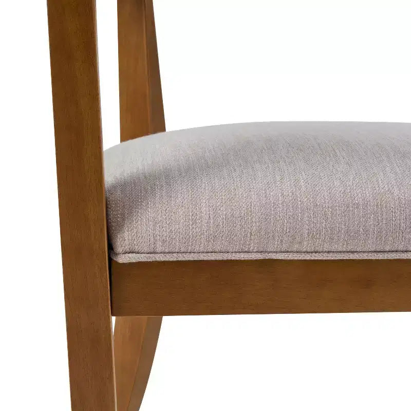 Modern Rubberwood Upholstered Dining Chairs with Armrests (Set of 4)