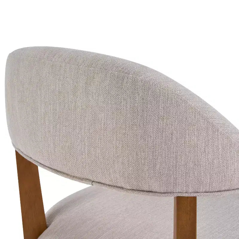 Modern Rubberwood Upholstered Dining Chairs with Armrests (Set of 4)