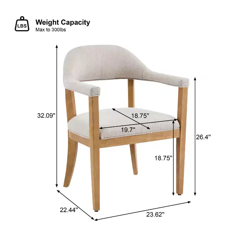 Modern Rubberwood Upholstered Dining Chairs with Armrests (Set of 4)
