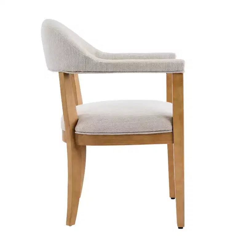 Modern Rubberwood Upholstered Dining Chairs with Armrests (Set of 4)