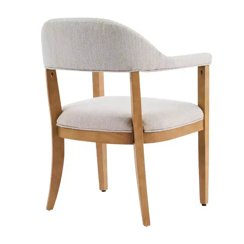 Modern Rubberwood Upholstered Dining Chairs with Armrests (Set of 4)