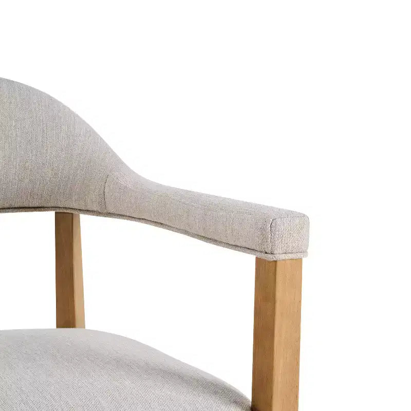Modern Rubberwood Upholstered Dining Chairs with Armrests (Set of 4)