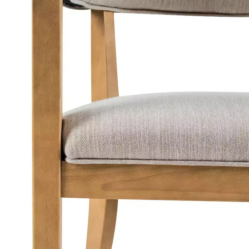 Modern Rubberwood Upholstered Dining Chairs with Armrests (Set of 4)