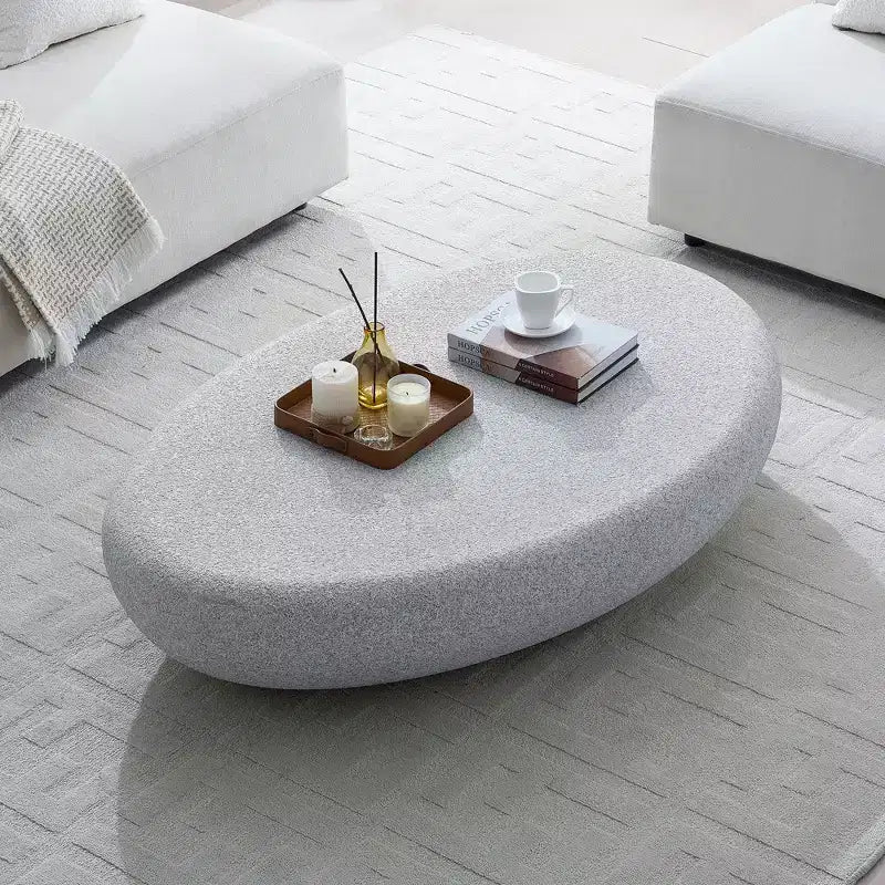 Modern Oval Coffee Table Vintage Center Table Sofa Table, No-Assembly, Matte Rock Gray