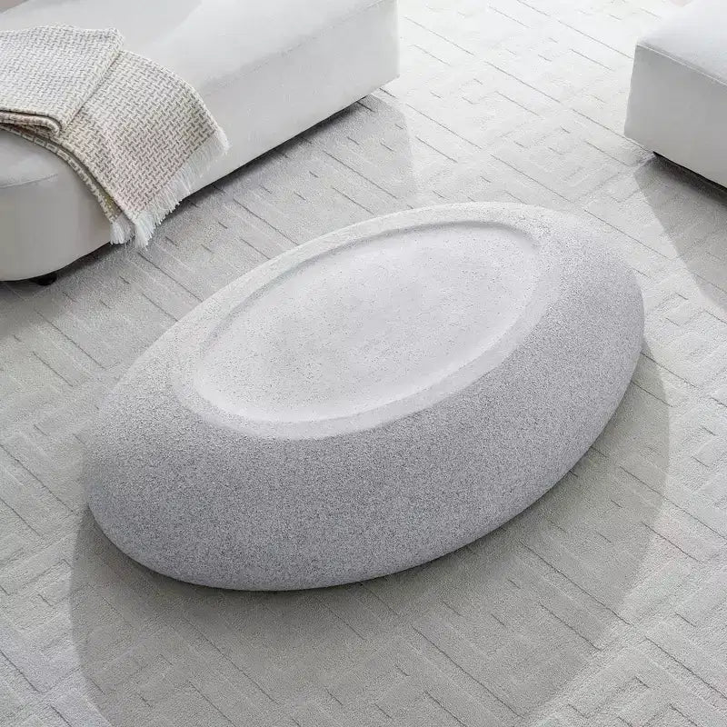 Modern Oval Coffee Table Vintage Center Table Sofa Table, No-Assembly, Matte Rock Gray