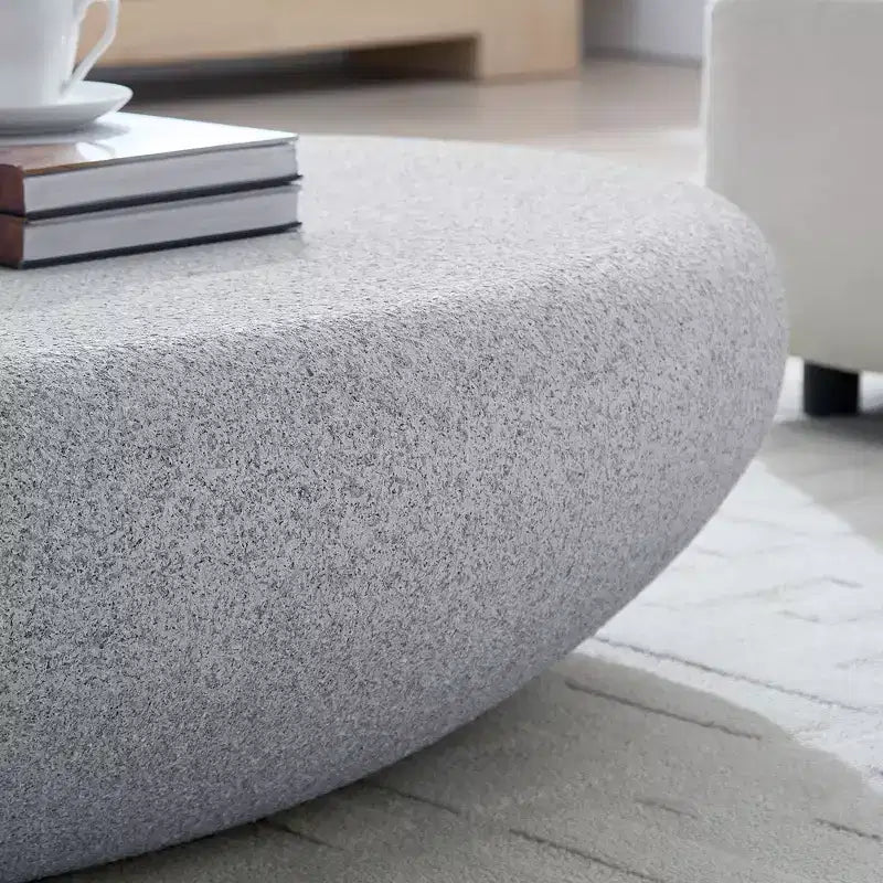Modern Oval Coffee Table Vintage Center Table Sofa Table, No-Assembly, Matte Rock Gray