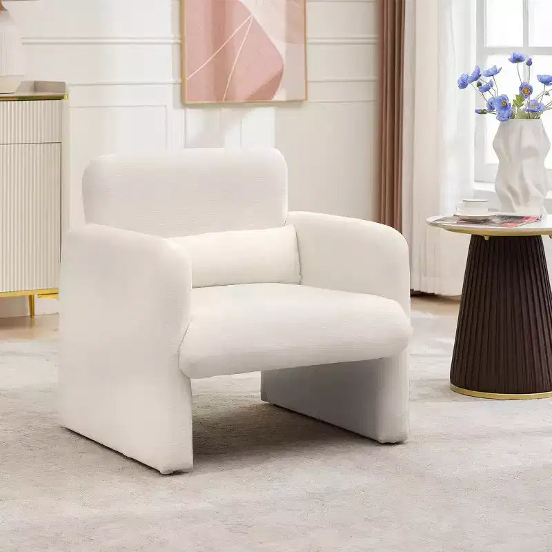 Accent Chair with Arms, Modern Chenille Fabric Living Room Chair,Upholstered Armchair Leisure Single Sofa Chair for Bedroom, Office, Apartment