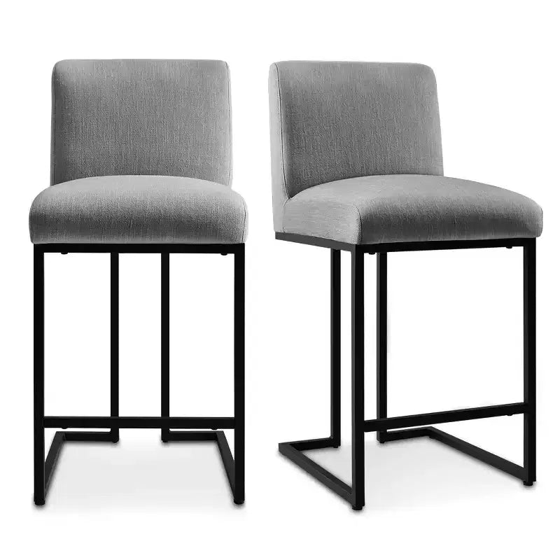 Set of 4 Modern Counter Height Bar Stools, 25" Upholstered Kitchen Island Chairs with Black Metal Sled Base