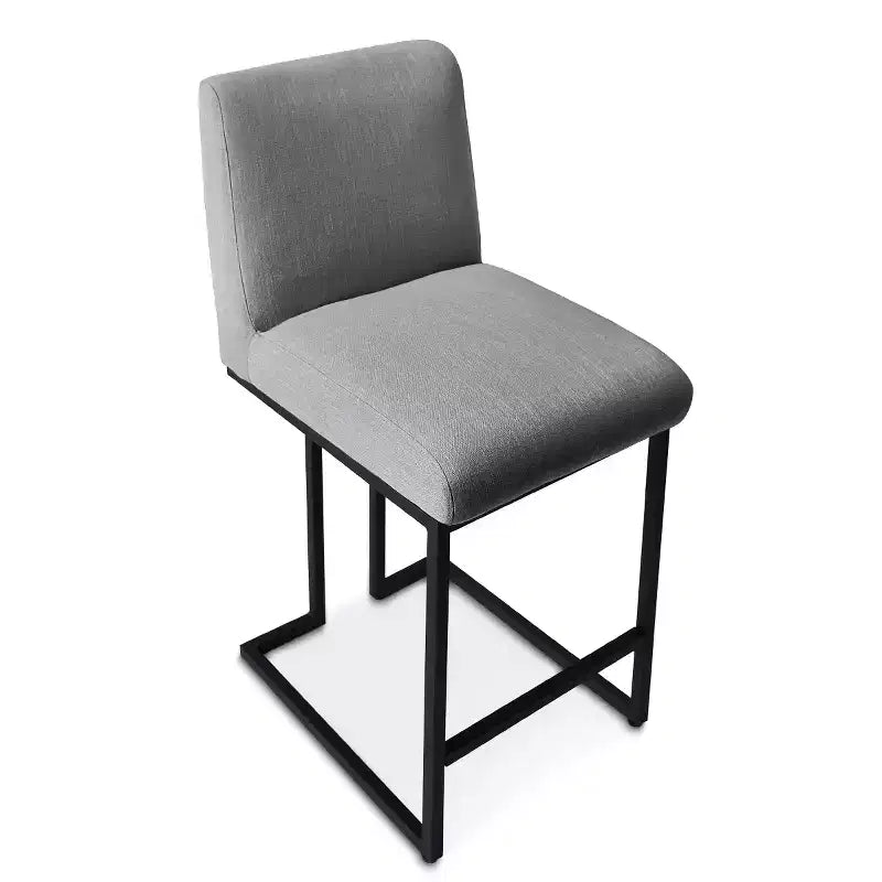 Set of 4 Modern Counter Height Bar Stools, 25" Upholstered Kitchen Island Chairs with Black Metal Sled Base