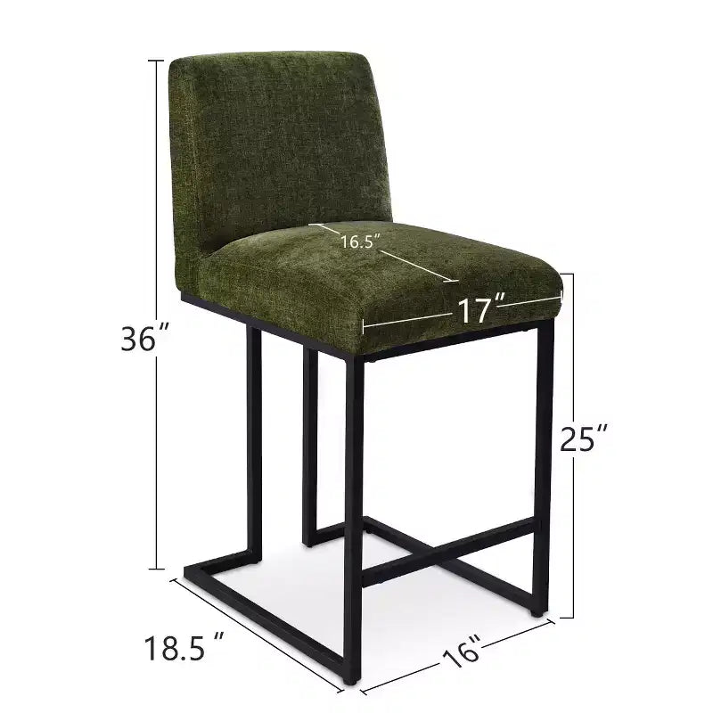 Set of 4 Modern Counter Height Bar Stools, 25" Upholstered Kitchen Island Chairs with Black Metal Sled Base