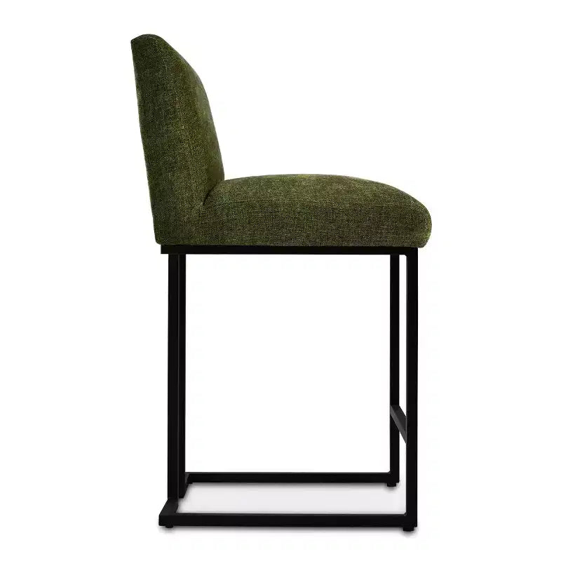Set of 4 Modern Counter Height Bar Stools, 25" Upholstered Kitchen Island Chairs with Black Metal Sled Base