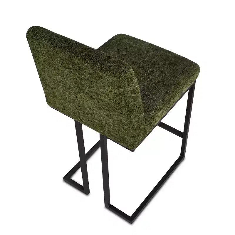 Set of 4 Modern Counter Height Bar Stools, 25" Upholstered Kitchen Island Chairs with Black Metal Sled Base