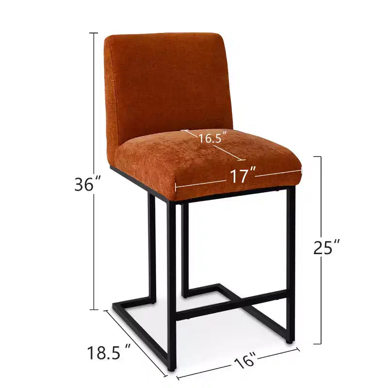 Set of 4 Modern Counter Height Bar Stools, 25" Upholstered Kitchen Island Chairs with Black Metal Sled Base