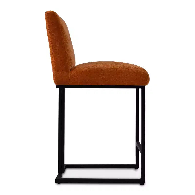 Set of 4 Modern Counter Height Bar Stools, 25" Upholstered Kitchen Island Chairs with Black Metal Sled Base