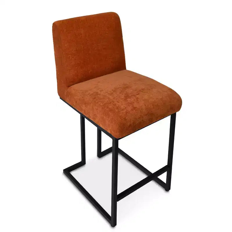 Set of 4 Modern Counter Height Bar Stools, 25" Upholstered Kitchen Island Chairs with Black Metal Sled Base