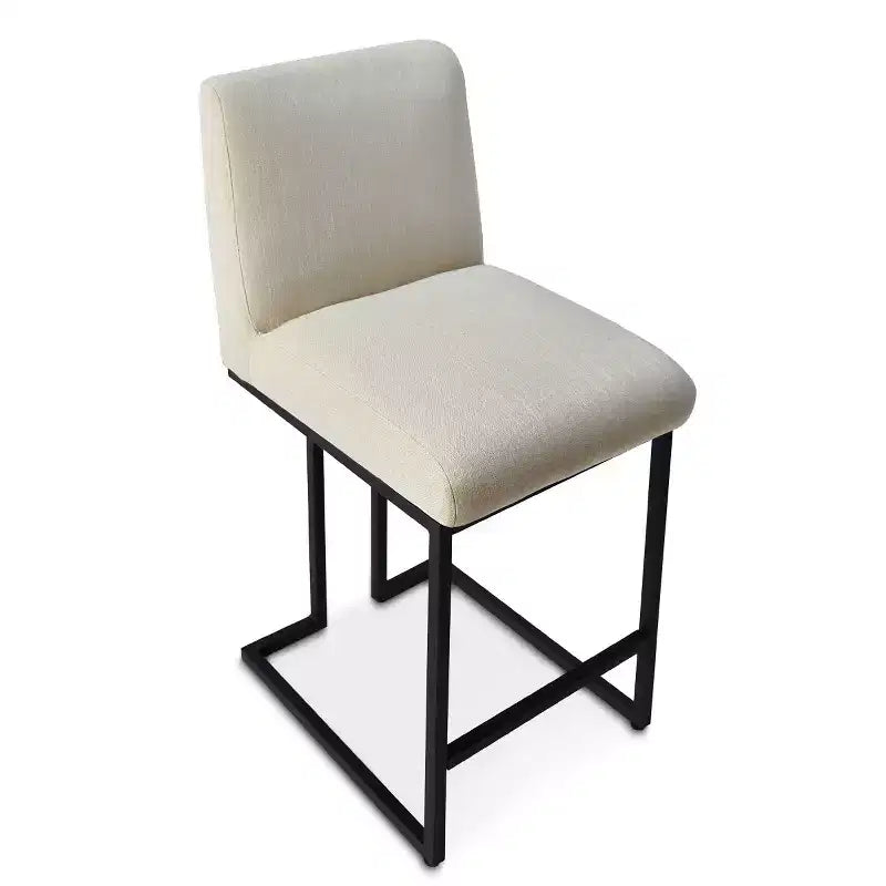 Set of 4 Modern Counter Height Bar Stools, 25" Upholstered Kitchen Island Chairs with Black Metal Sled Base