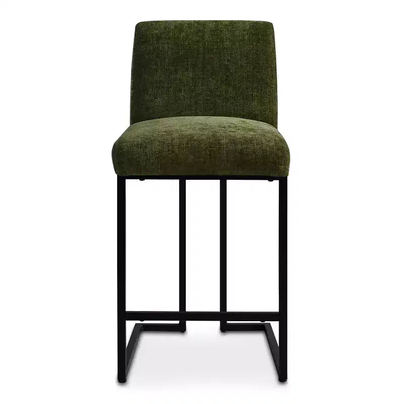 Set of 4 Modern Counter Height Bar Stools, 25" Upholstered Kitchen Island Chairs with Black Metal Sled Base
