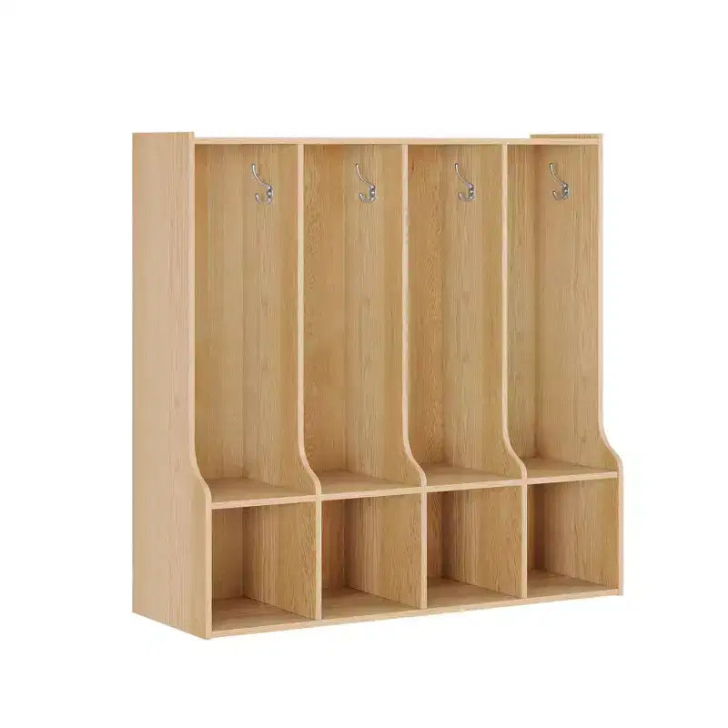 4-Section Classroom Coat Locker with 8 Hooks & 4 Cubbies,Versatile Storage Organizer for Home, School, Nursery, Kindergarten