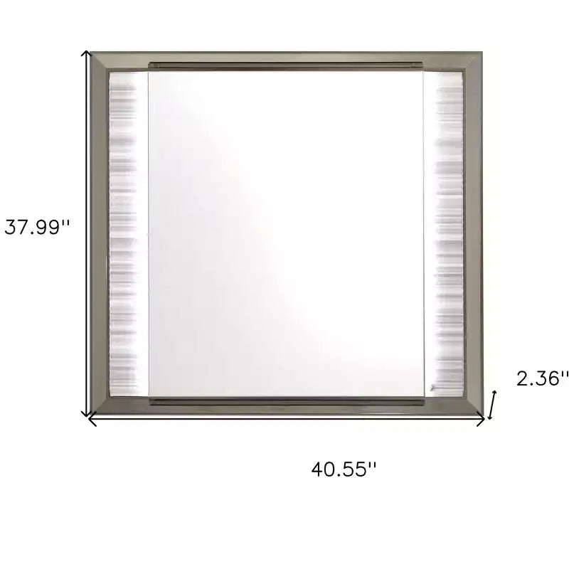 38 White And Silver Wood Lighted Dresser Mount Framed Mirror