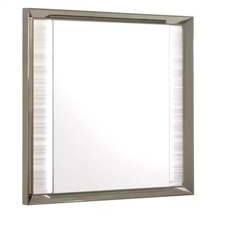 38 White And Silver Wood Lighted Dresser Mount Framed Mirror