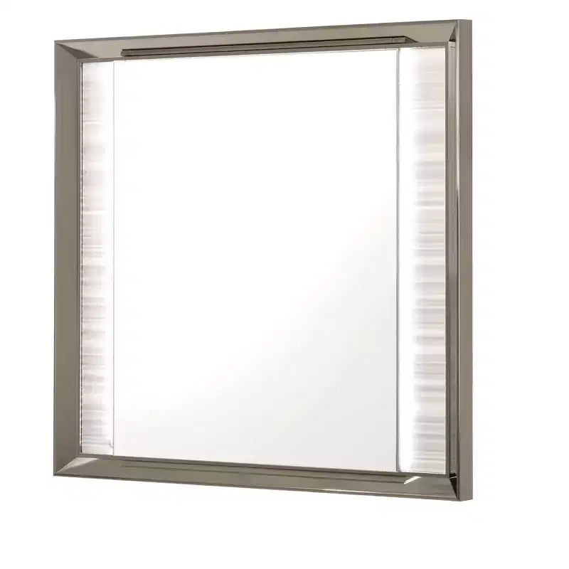 38 White And Silver Wood Lighted Dresser Mount Framed Mirror