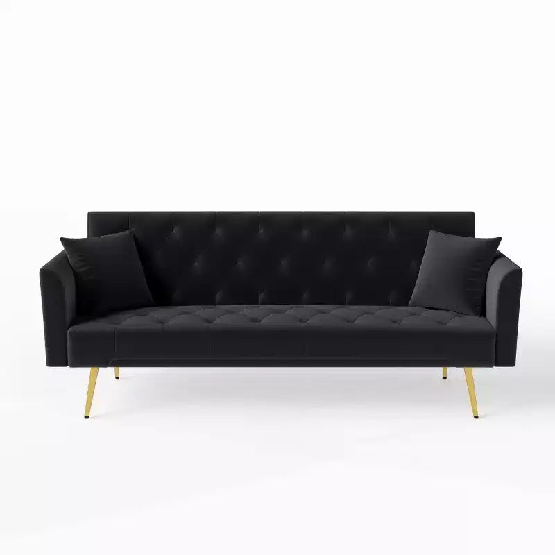 Modern Velvet Recliner Sleeper Sofa with 3-Position Adjustable Backrest, Convertible Sofa Bed for Small Living Rooms or Guest Rooms