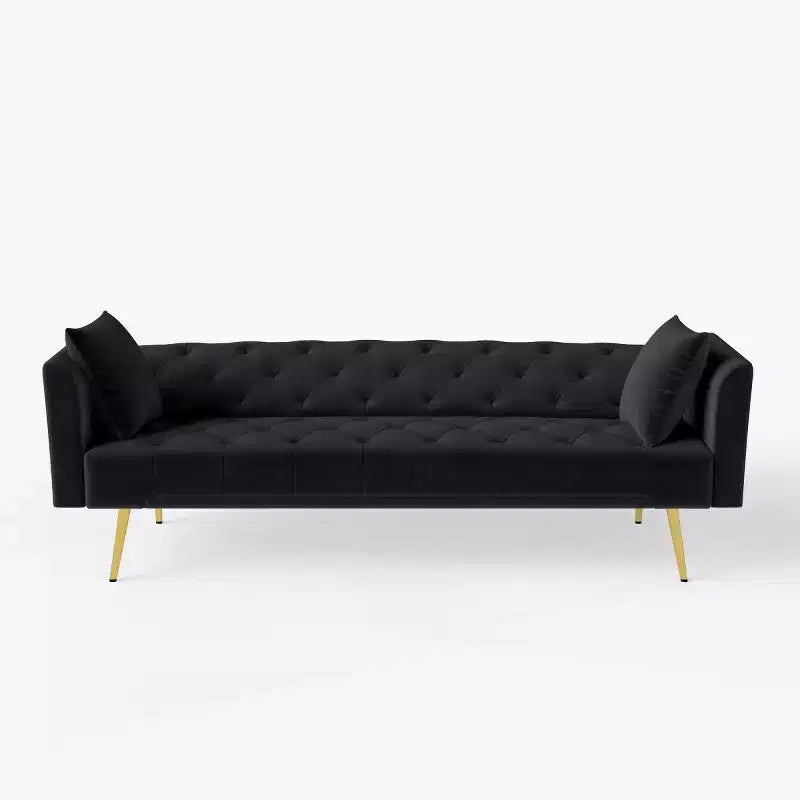Modern Velvet Recliner Sleeper Sofa with 3-Position Adjustable Backrest, Convertible Sofa Bed for Small Living Rooms or Guest Rooms