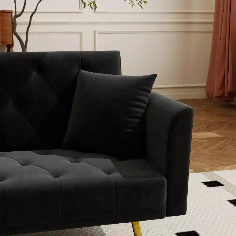 Modern Velvet Recliner Sleeper Sofa with 3-Position Adjustable Backrest, Convertible Sofa Bed for Small Living Rooms or Guest Rooms