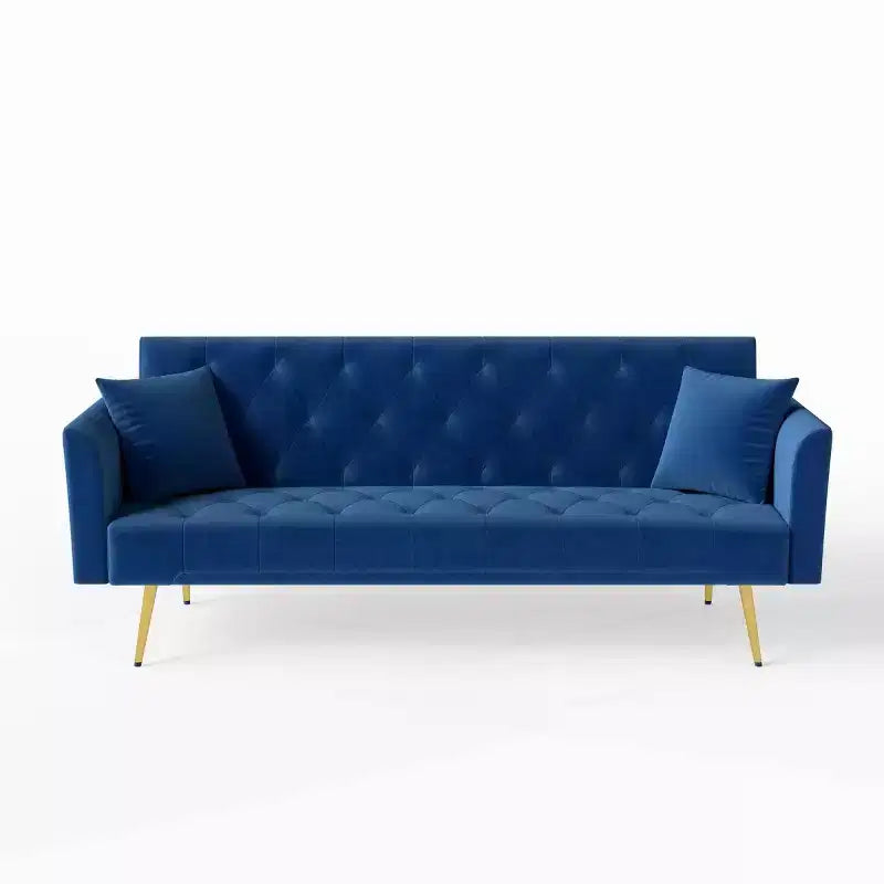 Modern Velvet Recliner Sleeper Sofa with 3-Position Adjustable Backrest, Convertible Sofa Bed for Small Living Rooms or Guest Rooms