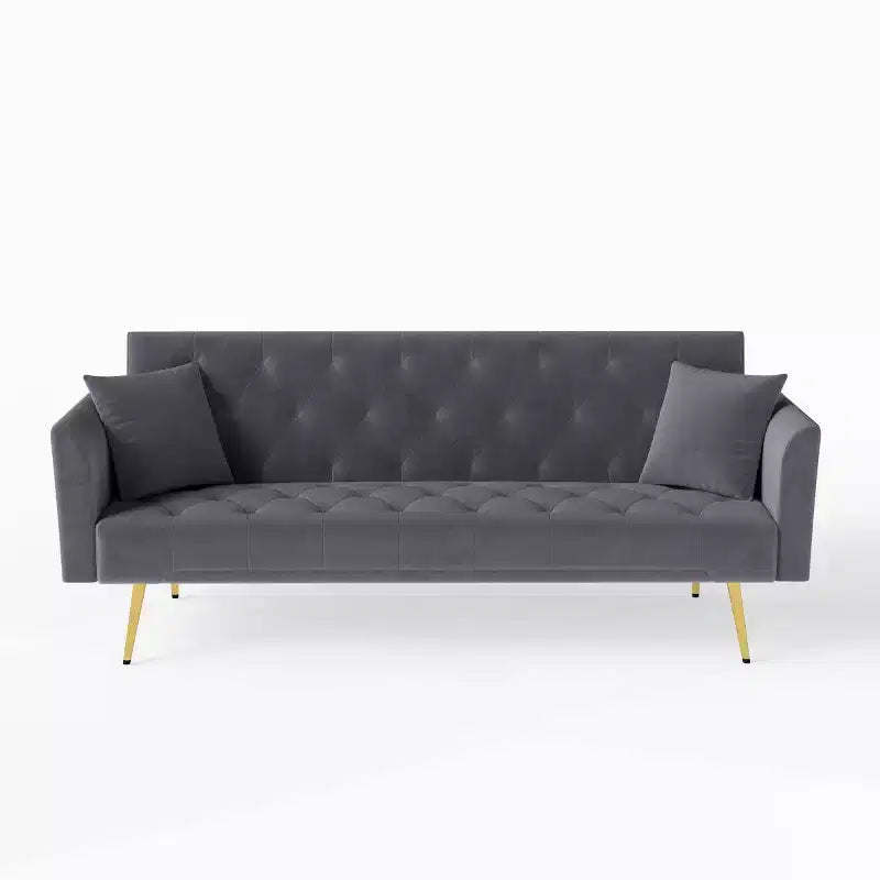 Modern Velvet Recliner Sleeper Sofa with 3-Position Adjustable Backrest, Convertible Sofa Bed for Small Living Rooms or Guest Rooms