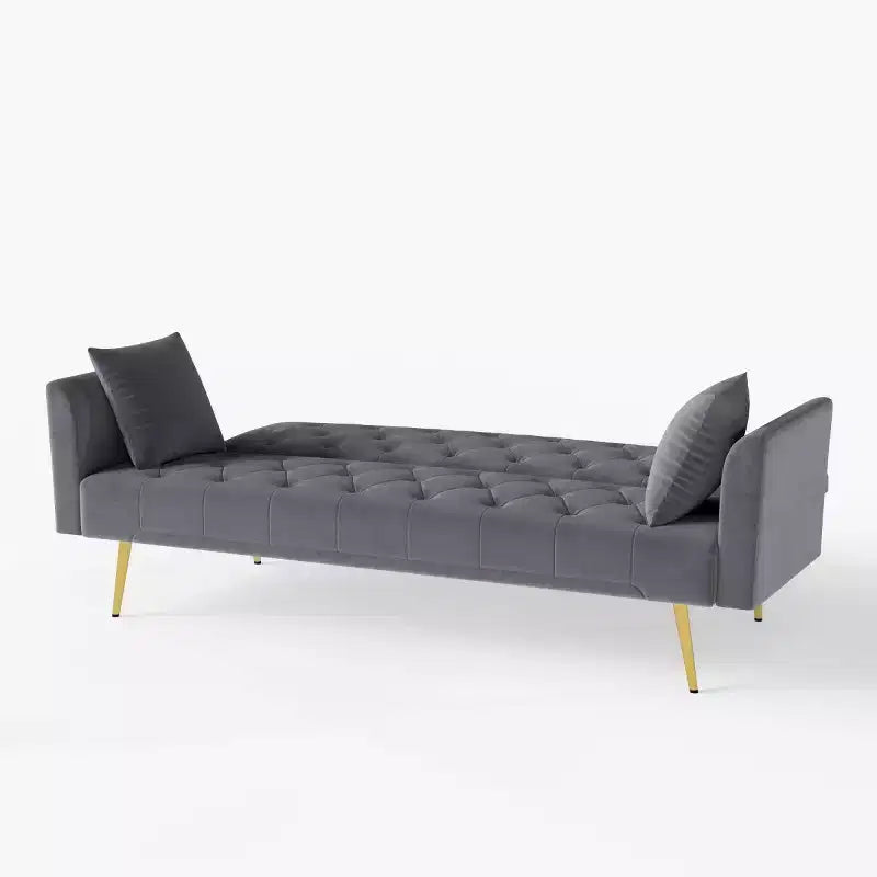 Modern Velvet Recliner Sleeper Sofa with 3-Position Adjustable Backrest, Convertible Sofa Bed for Small Living Rooms or Guest Rooms