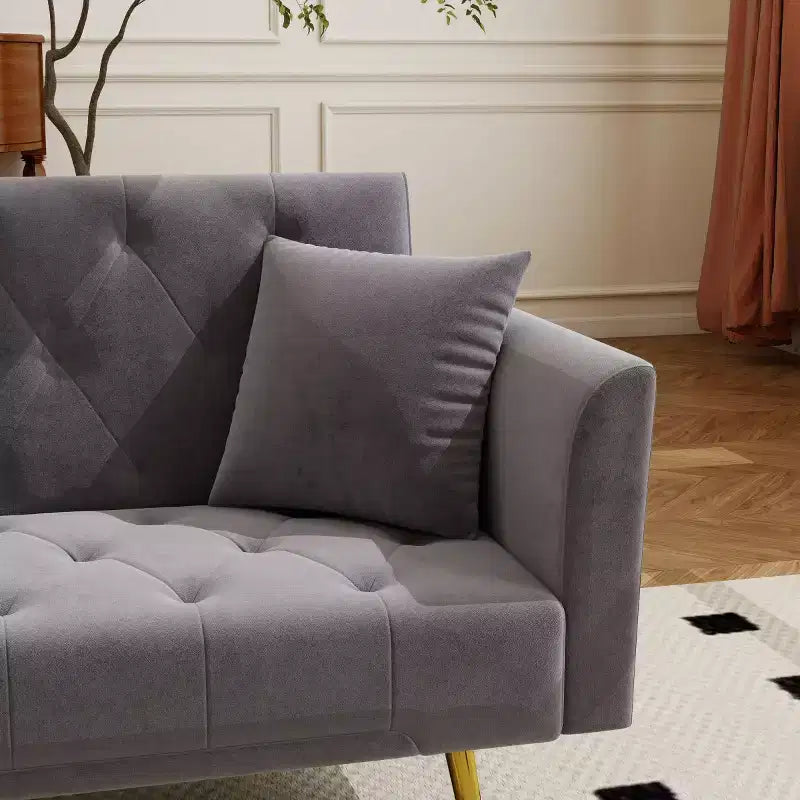 Modern Velvet Recliner Sleeper Sofa with 3-Position Adjustable Backrest, Convertible Sofa Bed for Small Living Rooms or Guest Rooms