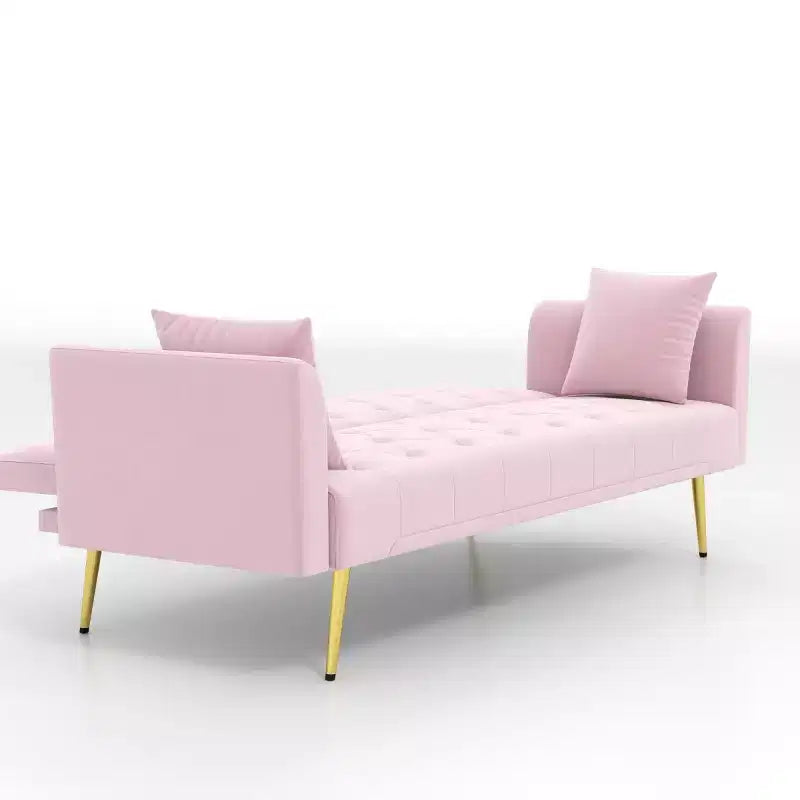 Modern Velvet Recliner Sleeper Sofa with 3-Position Adjustable Backrest, Convertible Sofa Bed for Small Living Rooms or Guest Rooms