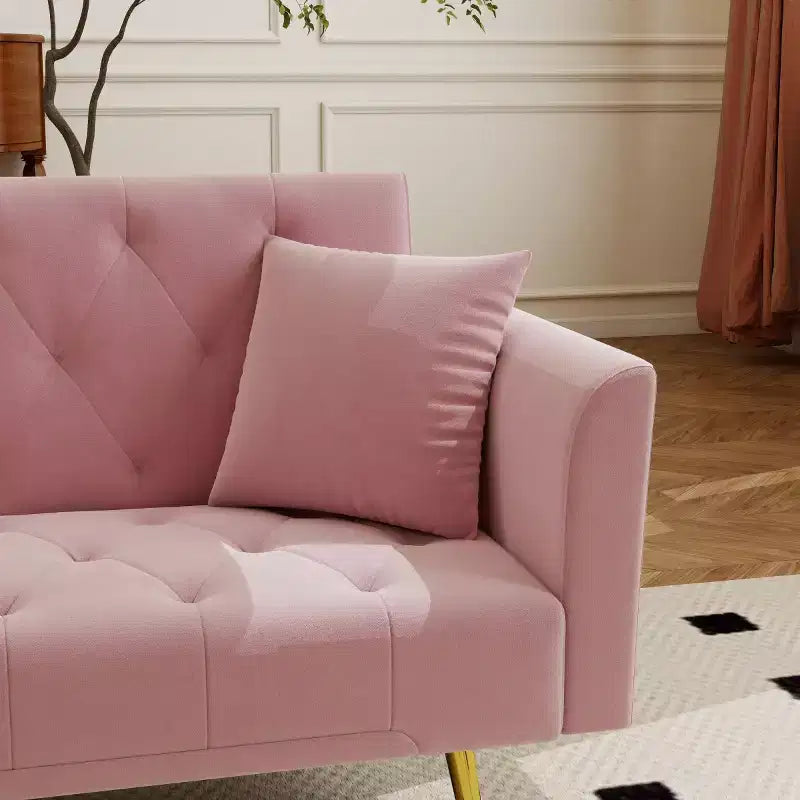 Modern Velvet Recliner Sleeper Sofa with 3-Position Adjustable Backrest, Convertible Sofa Bed for Small Living Rooms or Guest Rooms