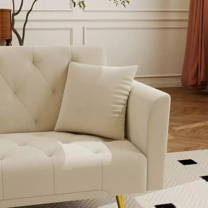 Modern Velvet Recliner Sleeper Sofa with 3-Position Adjustable Backrest, Convertible Sofa Bed for Small Living Rooms or Guest Rooms