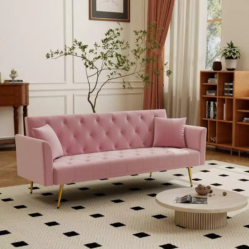Modern Velvet Recliner Sleeper Sofa with 3-Position Adjustable Backrest, Convertible Sofa Bed for Small Living Rooms or Guest Rooms