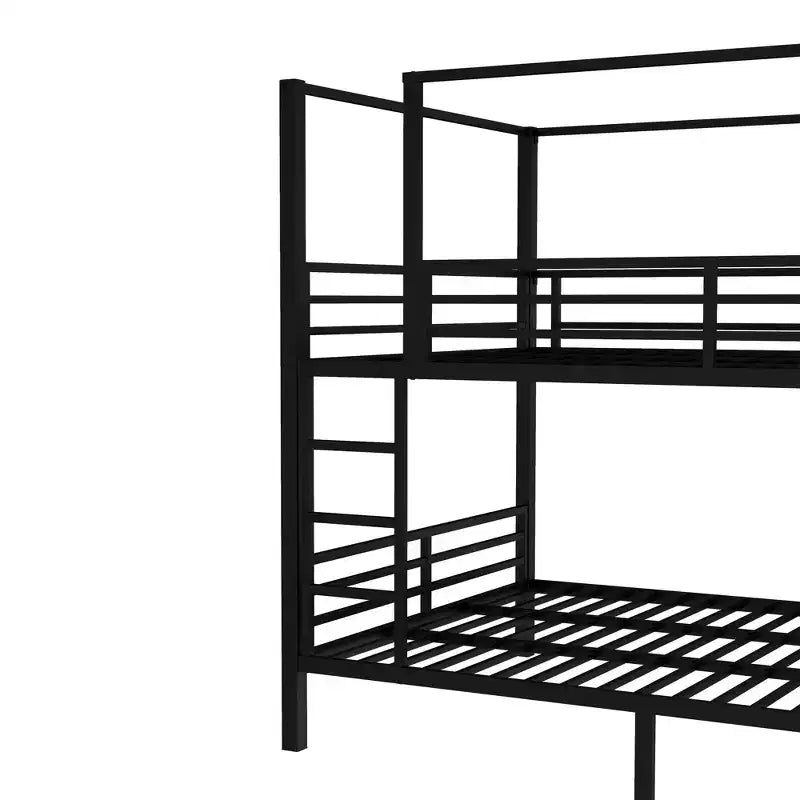 Queen Size Quadruple Metal Bunk Bed with Built-in Storage Shelves and Wardrobe, Sturdy Metal Frame with Noise-Reduced Design