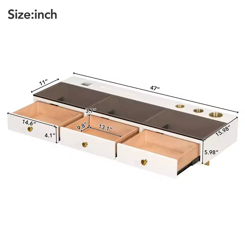 47-inch Floating Shelf with Drawer, Multi-Functional Wall-Mounted Dressing Table, Wall-Mounted Desk, Suitable for Bedrooms, Light Beige