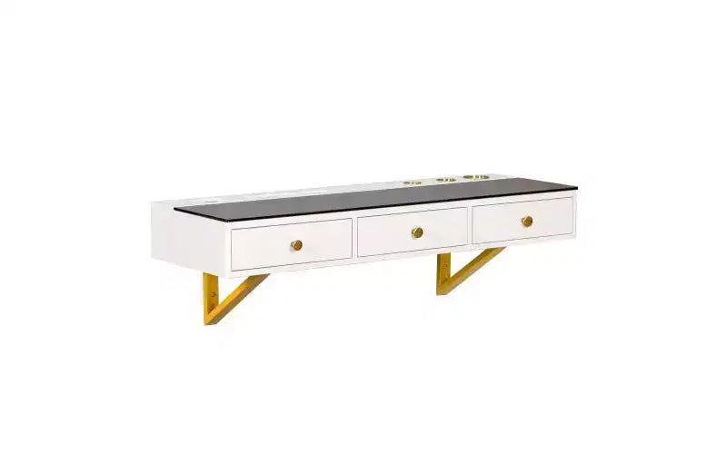47-inch Floating Shelf with Drawer, Multi-Functional Wall-Mounted Dressing Table, Wall-Mounted Desk, Suitable for Bedrooms, Light Beige